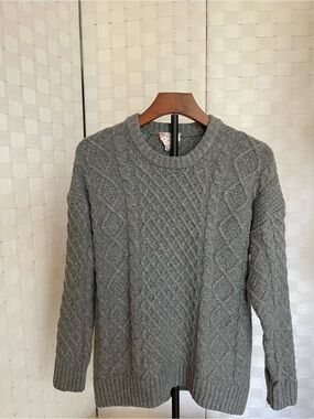 Pink Republic Gray Cable-Knit Crewneck Sweater
